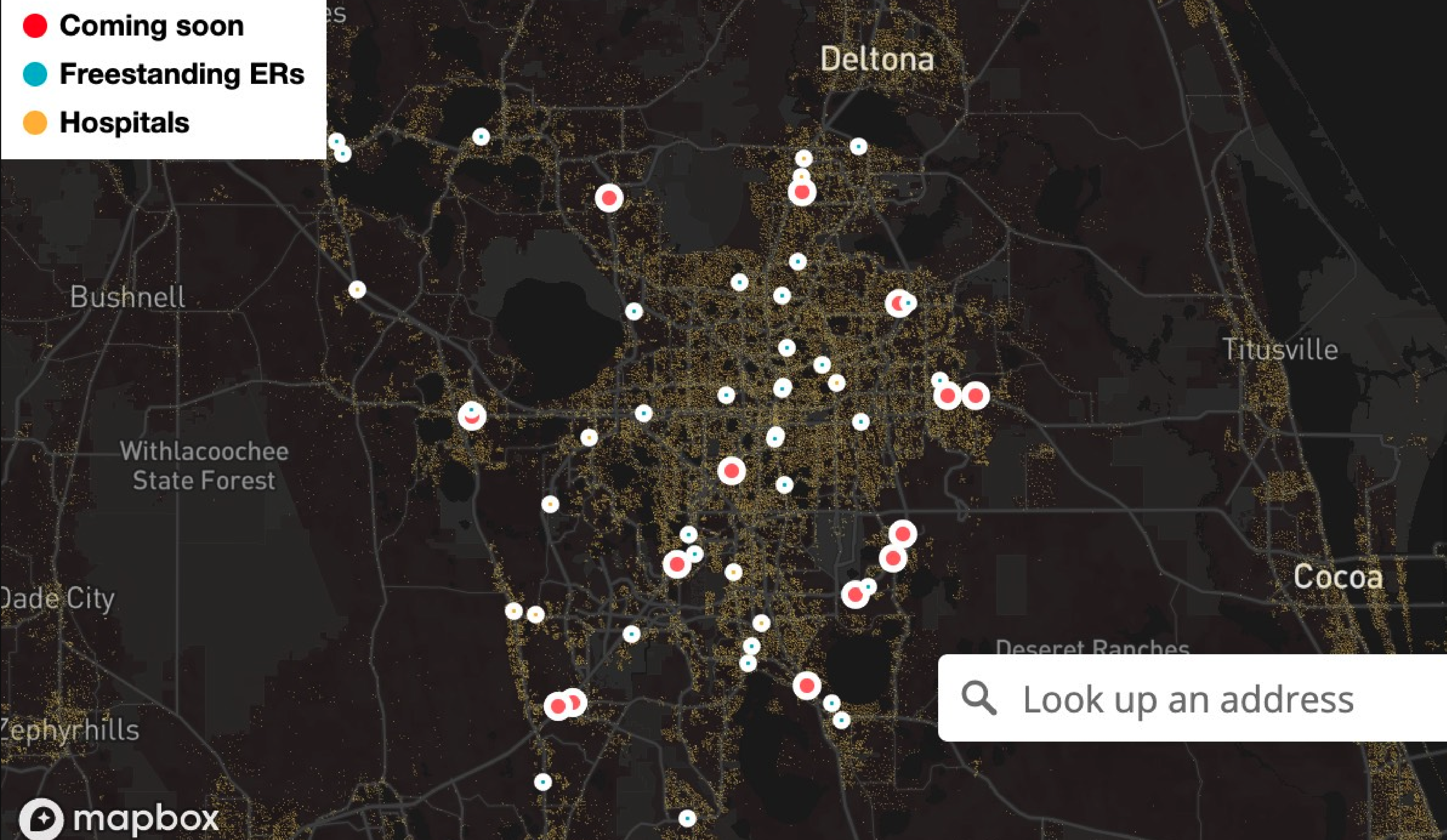 map of Orlando metro hospitals and emergency rooms